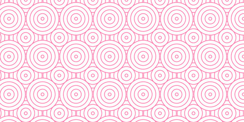 Abstract overlap pink geometric wave pattern with circles fabric curl Transparent vector. Seamless overlapping pattern with wave line circle pink composed by round retro white background.	

