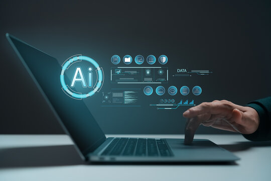Humans use AI Artificial intelligence automation in their daily lives to help analyze data and prioritize their lives, automation to help business improve their efficiency, future technologies. - Powered by Adobe