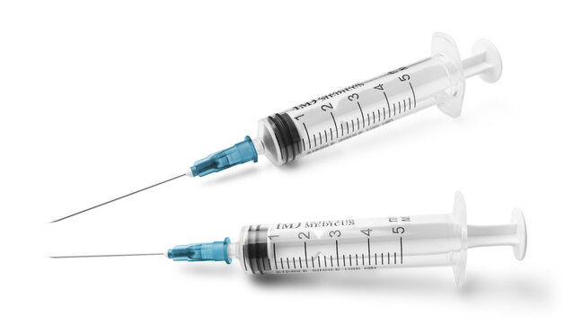 Medical syringes isolated on a transparent background