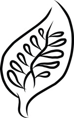 Stylized Leaf Illustration With Simple Artistic Design in Black Ink