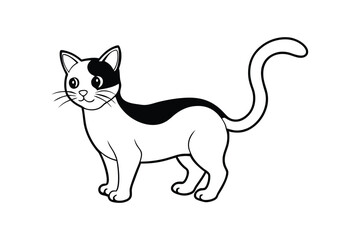 Cute Cat Outline Silhouette Vector Design