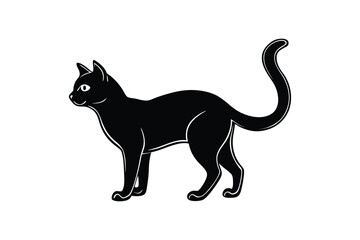 Cute Cat Outline Silhouette Vector Design