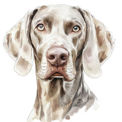 real hand drawn watercolor aquarel weimaraner clipart, on white background