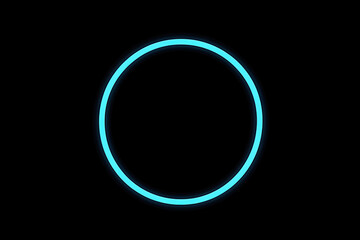Neon Blue Circle on Black Background