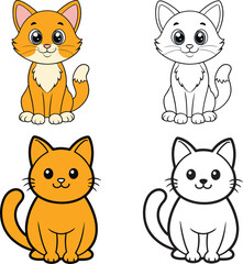 A cute Cats set of funny cartoon set  cartoon  vecotr