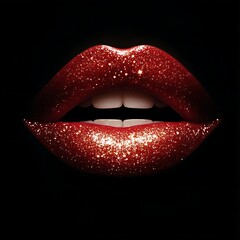 Obraz premium Red Glitter Lips - Close Up