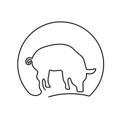 line art farm pig