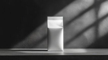 Blank White Pouch Mockup: Minimalist Product Packaging Design on Dark Background