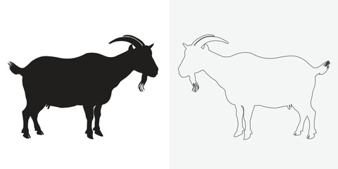 Goat silhouette icon symbol logo black design vector.