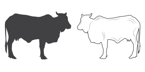 cow Icons, Ideal for Agriculture and Farm Themes Cow illustration vector. Cow Icons, black and white cow logo, Minimalist Cow Drawing.