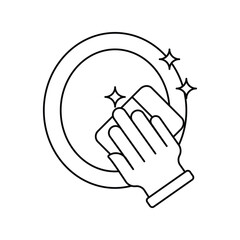 dish lineal icon with white background vector stock illustration