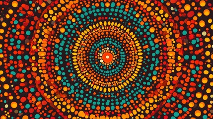 Obraz premium Vibrant Abstract Pattern of Dots in Circular Arrangement Design