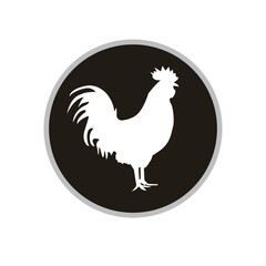 Black hen logo. animal vector. Isolated hen on white background.