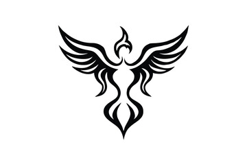 Obraz premium Phoenix Tribal Tattoo Silhouette Vector Design and Unique Tattoo Art 