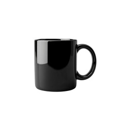 Black Mug Mockup - Empty Coffee Cup on White Background