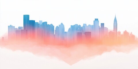 Fototapeta premium City skyline heart shape urban landscape digital art aesthetic environment wide angle view love concept