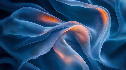 Obraz premium Ethereal Blue Fabric Drapery with Soft Light and Flowing Motion