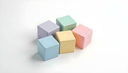 Obraz premium Colorful Pastel Cubes on White Background for Modern Design