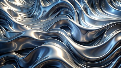 An abstract background featuring flowing molten metal designs in chrome shades, perfect for tech projects