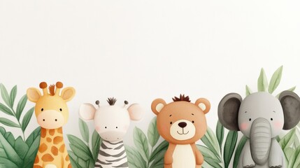 watercolor illustration of safari animals