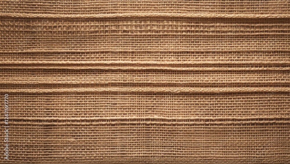 Poster Close up of natural beige woven burlap texture highlighting a coarse rustic pattern perfect for backgrounds and design elements.