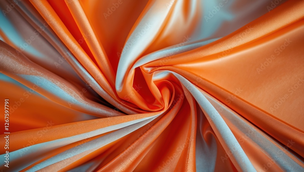 Aufkleber orange and blue polyester fabric swirl abstract background for high-quality textile or design prints