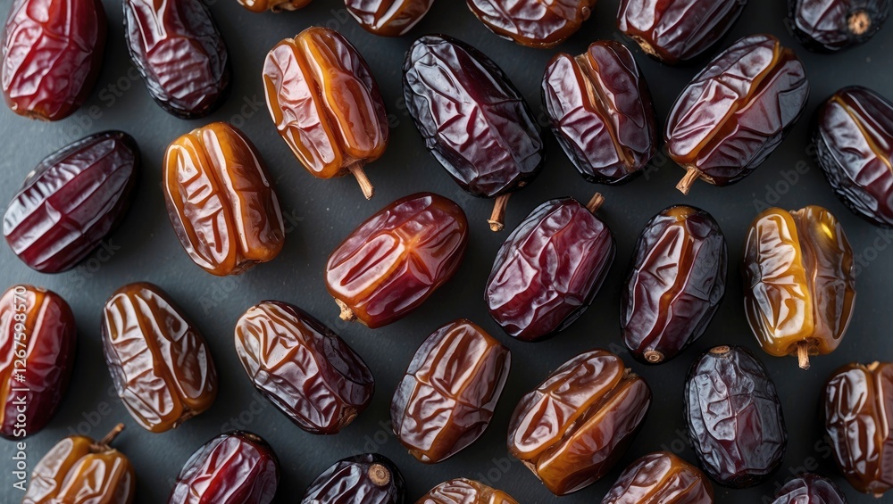 Aufkleber Organic Ripe Dates on Dark Background with Space for Custom Text or Branding