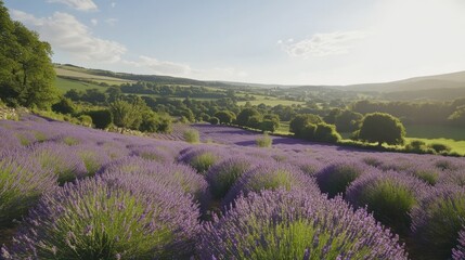 Obraz premium Serene Lavender Fields of Provence at Sunset