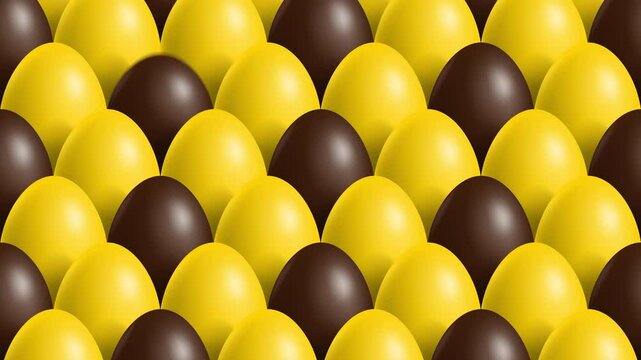 animated pattern with chocolate and yellow  eggs abstract easter video footage 4k