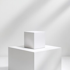 Minimalist White Cube Display Platform