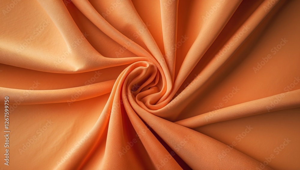 Aufkleber Orange polyester fabric swirling abstract macro background for high-quality textile design and printing applications.