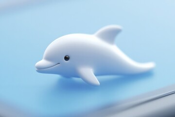 Obraz premium A cute white dolphin on a blue background
