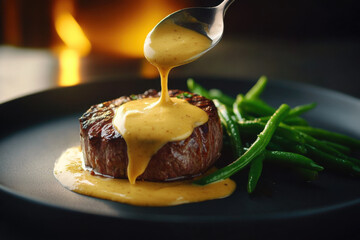 Filet Mignon with Bearnaise Sauce and Green Beans