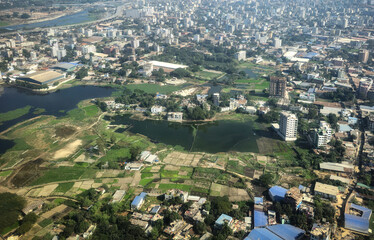 Bird's-eye view of Dhaka city in Bangladesh. Drone shot of Bangladesh. Beautiful landscape of Dhaka, Bangladesh