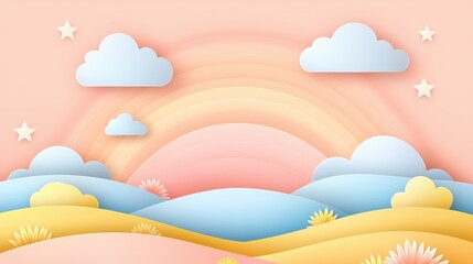 Celestial dreamscape, a colorful landscape with clouds and stars, perfect for backgrounds wallpapers