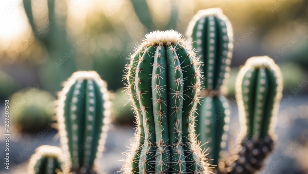 Poster cactus opuntia microdasys with soft focus and blurred background highlighting its unique shape and t