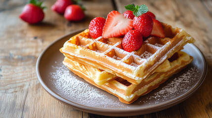 waffle and strawberries