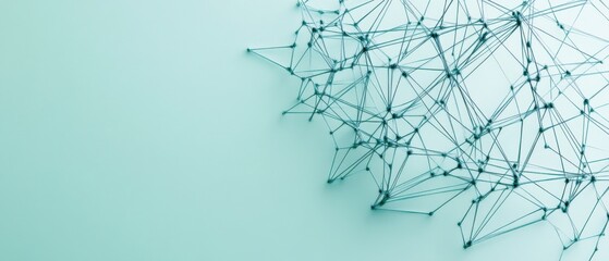 Abstract Teal Connection Network on Light Blue Background