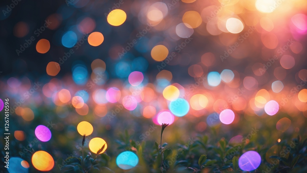 Poster colorful bokeh background with sparkling light effects and soft focus for text overlay and design pr