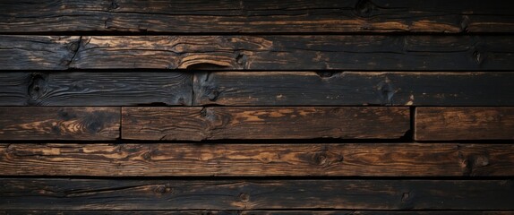 Obraz premium Dark wooden texture background with horizontal planks showcasing natural grain patterns perfect for design projects and textures.