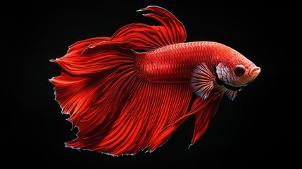 Fototapeta premium Vibrant Red Siamese Fighting Fish Betta Splendens Aquatic Animal