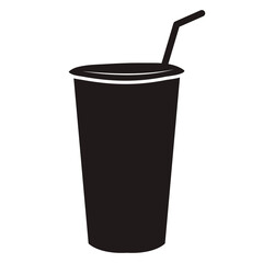 a drinking glass with a straw vector icon