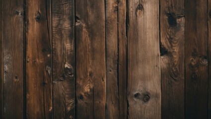 Naklejka premium Rustic brown wooden planks natural background ideal for design and texture applications in various creative projects and advertisements.