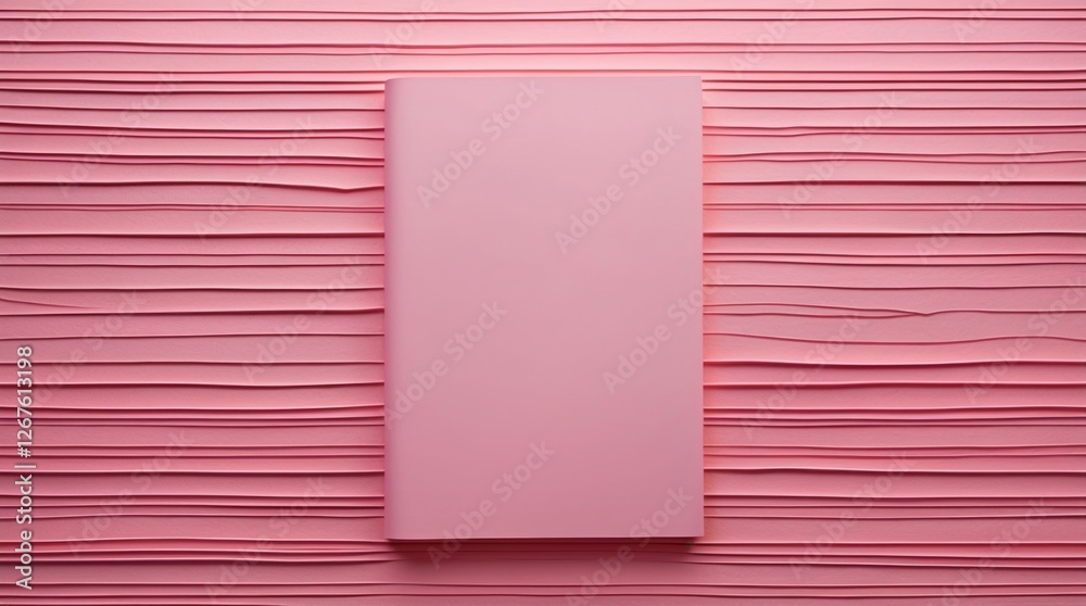 Poster pink textured background with a blank notebook on line paper creating a soft and stylish stationery 