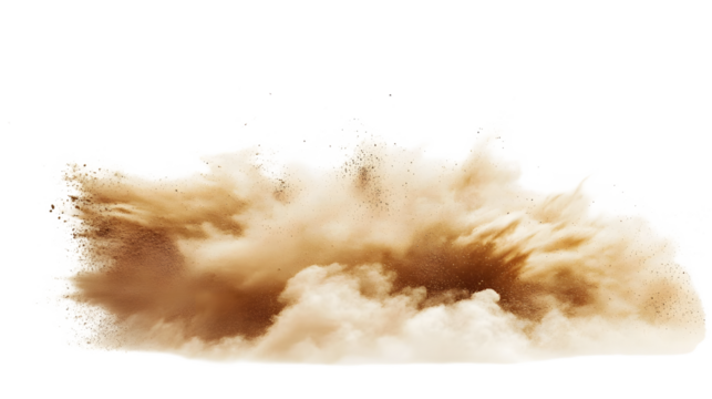 Sand explosion dust on transparent background