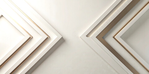 Obraz premium Photo abstract golden background features luxury glitter shapes, golden lines, and a cream color background, with a 3D gold paper cut style.