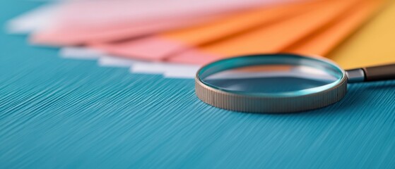 magnifying glass on textured blue background