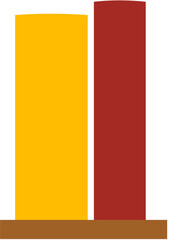 A minimalist vector illustration of colorful books arranged on a wooden shelf. Perfect for educational, library, and reading-related designs.