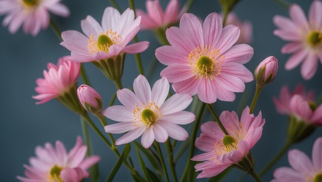 Pink and White Fresh Kamboja Flowers Blooming in Natural Light with Green Foliage Background