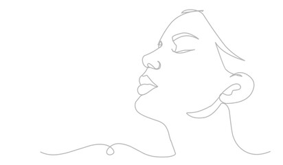 woman faces. Linear background. Use for package, cosmetics, decor. Fashion concept, feminine beauty minimalist
